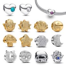 New Fashion Textured Mini Bead Charm Fit Original Pan Bracelets Necklaces Engravable Stone Heart Charms Jewelry Gift for Women