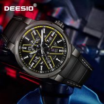 Deesio Herren-Skelett-Mechanische Uhr, automatischer/manueller Aufzug, leuchtendes, wasserdichtes Edelstahlgehäuse, Kautschukarmband, Freizeituhr