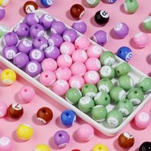 10 Teile/los Acryl Billard Perlen 16mm Bunte mit Anzahl Lose Spacer Charms Runde Perle für DIY Armband Telefon Schlüssel kette