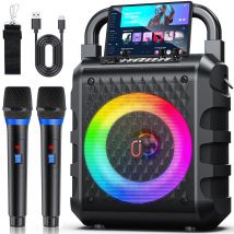 Altoparlante wireless FanFun, altoparlante Bluetooth portatile con microfono e luce LED, altoparlante per karaoke, sistema karaoke domestico