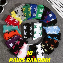 10 Paar Ahornblatt-Graffiti in zufälliger Farbe, trendige, minimalistische Sport-Herrensocken, Outdoor-Sportarten, Straßen-Skateboard-Socken
