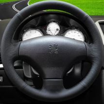 DIY schwarz Kunstleder hand genähte Auto Lenkrad abdeckung für Citroen C2 Peugeot 2007 Citroen Peugeot 2009 2014-2018