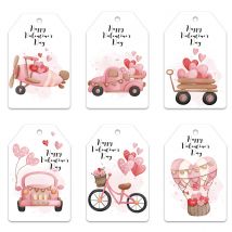 48 Stück Happy Valentine's Day Hängeetiketten, rotes Auto-Herz-Etikett für Hochzeitstag, Valentinstag, Party, Geschenke, Verpackungsversorgung