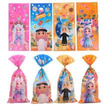 50/100 stücke Ramadan Cartoon Geschenk Taschen Eid Mubarak Kunststoff Süßigkeiten Cookie Behandeln Tasche Islam Musselin Kareem Festliche Back Paket Versorgung