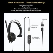 NUROUM HP11-SU AI Cuffie USB cablate per call center a orecchio singolo con cancellazione del rumore con microfono per PC portatile con controllo in linea