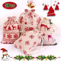 5 teile/satz Weihnachts geschenk Tasche Kordel zug Beutel für Süßigkeiten Dessert Snacks Weihnachten Verpackung Taschen Weihnachts dekoration