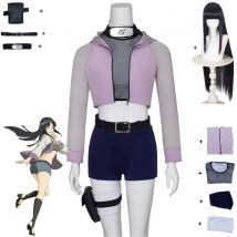 Anime Hyuga Hinata Cosplay Kostüm Hyuuga Ichizoku Lila Mit Kapuze Hoodies Mantel Shorts Perücke Frau Sexy Karneval Halloween Anzug