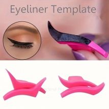 Set di stencil per eyeliner in silicone da 2 pezzi con manico in ABS - Modelli di occhi di gatto ipoallergenici e rivestimenti alati