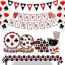 Casino-Thema, Partydekoration, Pokerkarten, Teller, Tassen, Servietten, Banner, Tischdecke, Luftballons, Geburtstag, Spielkarten, Partyzubehör
