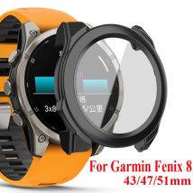 Gehärtetes Glas + Hülle für Garmin Fenix 8 51 mm 47 mm 43 mm Displayschutzfolie PC-Stoßstangenschutzhülle für Garmin Fenix8 Zubehör