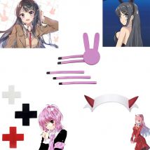 Anime Seishun Buta Yarou Serie Sakurajima Mai Haarspange DARLING In The FRANXX Lolita Mädchen Kaninchen Cosplay Haarnadel Rosa Kopfbedeckung