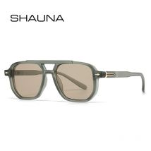 SHAUNA Retro Doppel Brücken Quadratische Frauen Sonnenbrille Shades UV400 Mode Männer Trend Nieten Gradienten Sonnenbrille