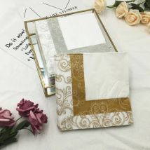 20 teile/paket 2-lagige 33 cm Zwei Farben Europäischen Spitze Bunte Gedruckt Servietten Hotel Hochzeit Party Falten Papier serviette Mundstücher