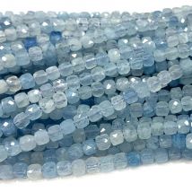 Veemake natürlichen Aquamarin unregelmäßigen Würfel facettierte kleine Perlen echten echten Schmuck blau grün 07935