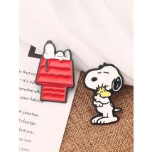 2Pcs/Set Cute Cartoon White Puppy Enamel Brooch Jacket Pin Backpack Badge Fashion Jewelry Accessories Fan Collection Gift