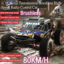 80KM/H All Terrain Off-Road Radio Control Racing Car 4WD Brushless Motor Metal Transmission LED Lighting High Speed RC Truck Car