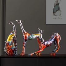 1 Stück lebendige Art-Deco-Hundefigur aus Kunstharz – bunte abstrakte Tierskulptur für Tischdekoration, perfekt für die Urlaubssaison