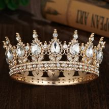 Königliche Königin König Tiaras und Kronen für Hochzeit Party Runde Strass Diadem Braut Kuchen Krone Haarschmuck Geburtstagsgeschenke