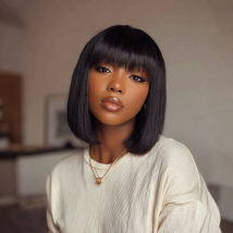 Kurze Bob Perücken mit Pony für Frauen natürliche kurze gerade Echthaar Perücken p4/30 Highlight Ombre braun kurze Bob brasilia nische Perücken