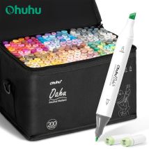 Ohuhu Oahu Set di pennarelli a 200 colori Pennarelli per arte alcol Doppia punta Penna in feltro Schizzo Disegno Graffiti Manga Materiale scolastico d'arte