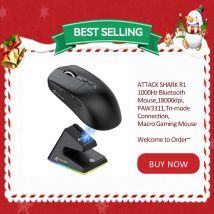 Mouse Bluetooth Attack Shark X6 PAW3395, connessione Tri-Mode, base di ricarica magnetica touch RGB, mouse da gioco macro