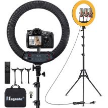 18-calowa lampa pierścieniowa ze statywem 55W 3000-5800K CRI 90 Światło studyjne do vlogów i makijażu Selfie Ring Light