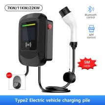 Nuovo Caricatore EV domestico Tipo 2 7KW 11KW 22KW 16A 32A 230V 400V Cavo da 5 metri WIFI Bluetooth APP Stazione di ricarica per veicoli elettrici