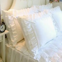 1 Piece Princess Pure White Double Layer Lace Flounced Cotton Wedding Pure Cotton Bedding Pillowcase Pillow Cover Fall Decor