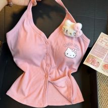 Sexy Hottie Sanrio Hello Kitty Tank Top Y2k Sommer Frauen kurze enge hängende Halsband Cartoon süße Mädchen ärmellose Tank Top