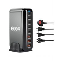 600W Gan Fast Charge 3.0 USB Type C Charger 8-Port 5C3A PD Mobile Tablet Fast Charger for Phone Convenient Carry