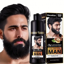 Schwarzes Bart- und Haarfärbe-Shampoo für Herren, 2-in-1-Pflege-Schnurrbart-Färbe-Haarfärbe-Shampoo, wasserfestes Haarfärbe-Shampoo mit sofortiger grauer Abdeckung