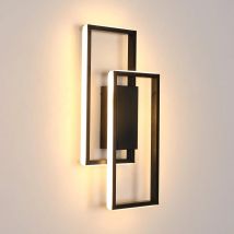 Lampada da parete quadrata in alluminio da 28 W, lampada da parete a luce calda 3000 K, lampada da parete minimalista nera adatta per camere da letto e soggiorni
