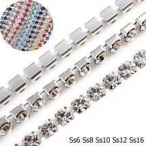 1 Meter Kristall Dichten Strass Kette Silber Klaue Basis Kette Flatback Strass Trim Sewing Strass für Kleidung Stoff Handwerk