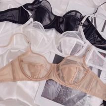 Banerdanni Light Luxury French Pure Desire BH, große Brüste, kleine, nicht leere Körbchen, halber Körbchen-BH, sexy Spitzen-Dessous, Damen-Anti-Sag-Set