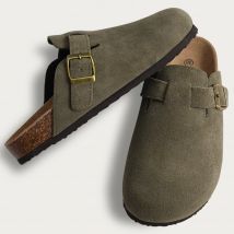 Comwarm Fashion damskie zamszowe klapki kapcie męskie drewniaki korkowe sandały z wkładką z podparciem łuku stopy odkryte slajdy plażowe buty domowe