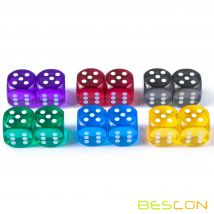14.5MM Printing Precision Dice Translucent Colors 0.57inch, 6pcs Set