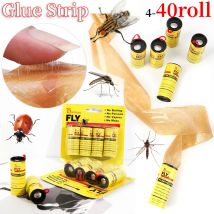 4-40 pezzi mosca striscia di carta adesiva colla forte doppia faccia mosche strisce di carta insetti volanti zanzare catcher rotolo di nastro