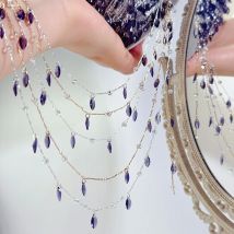 Neue 0,5/1/2M Lavendel Lila Zirkon Anhänger Kupfer Ketten Kristall Ketten Frauen Halskette Armband DIY schmuck Machen Zubehör