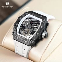 Zar BOMBA Top Brand Mens orologi automatici scheletro orologio meccanico impermeabile orologio da polso di moda di lusso per uomo in fibra di carbonio