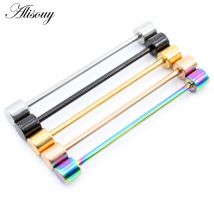 Alisouy 2pcs 14G Stainless Steel Industrial Barbell Scaffold Earrings Cylinder Round Ear Cartilage Helix Tragus Piercing Jewelry