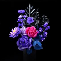 Set di costruzioni di fiori con blocchi di rose viola, rosa simulata, matrimonio floreale, decorazione per la casa, bouquet di mattoni, giocattolo, regalo di compleanno per adulti