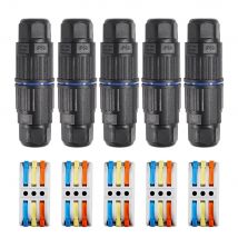 5PCS IP68 Waterproof Junction Box, Outdoor 3 Way Electrical Cable Connector, Replaceable Lever Wire Connectors for AWG 28-12