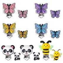 LOFCA 2pcs Silicone Pacifier Clip Daisy Flower Koala Panda Animal Beads Set For Necklace Jewelry Accessories Tools