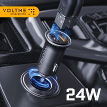 Voltme 24W Dual USB caricabatteria da auto in lega di alluminio Adattatore per caricabatterie rapido per telefono cellulare per iPhone 15 14 13 12 Pro Max ricarica rapida