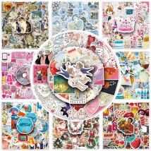 50pcs Vintage INS Style Cartoon Graffiti Stickers Aesthetic Waterproof DIY Skateboard Guitar Phone Retro Cute Decoration Sticker