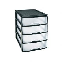 Cassetto da tavolo in plastica disponibile in 2, 3 e 4 cassetti per scrivania e scrivania, colore bianco nero
