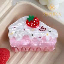 MEPHINA Süße Haarklammern, Erdbeerkuchen-Haarklammern, Cartoon-Haarspange, niedliche Haarnadel, edle Haarklammern, Zubehör für Frauen