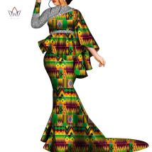 Afrikanische Kleidung für Frauen, Bazin Riche, floral bedruckt, 2-teiliges Set, unregelmäßiges