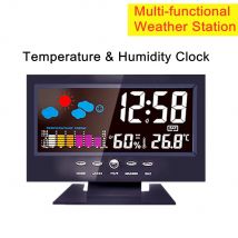 Multifunktionale Wetterstation, Uhr, Thermometer, Hygrometer, Kalender, digitales LCD-Display, Temperatur- und Luftfeuchtigkeitsmesser