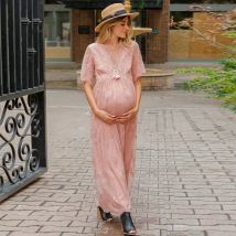 Umstandsmode Neues Umstandskleid Fotografie Requisiten Sommer Schulterfrei Lang Maxi Schwangerschaft Frauen Milchkleidung für Schwangere